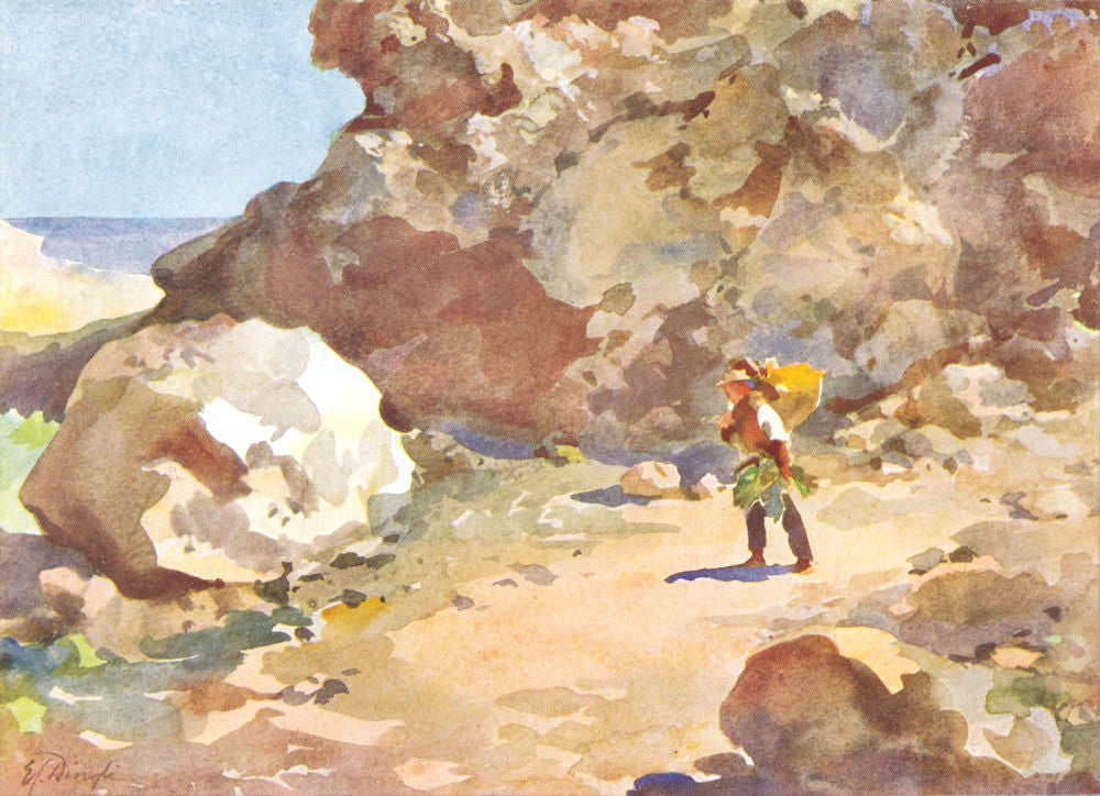 MALTA. Rocks and boulders near Ghain Tuffieha (Dingli) 1927 old vintage print